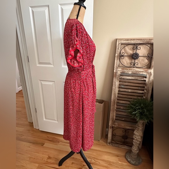 Max Studio Red Floral Midi Dress Size M - Picture 2 of 6